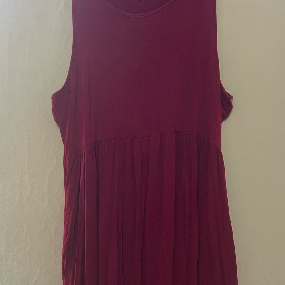 Sleeveless Red Dress with Pockets